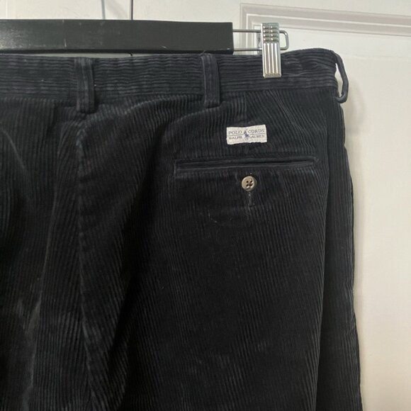 Polo Ralph Lauren Corduroy Pants Mens 38 Black Hammond Pleated - Picture 4 of 13
